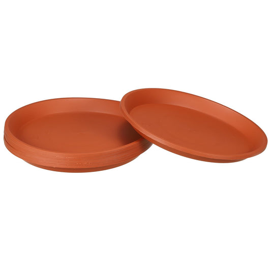 PATIKIL 6 Pack Plant Saucer, 9 Inch Plastic Round Plant Tray Flower Pot Saucers Planter Water Tray - for Indoor Outdoor Balcony Garden Potted, Terracotta