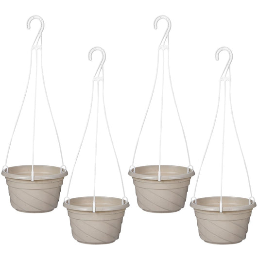 Parliky 4Pcs Plastic Hanging Planters with Drainage Holes Lightweight Window Balcony Garden Pots for Indoor Outdoor Plant Display