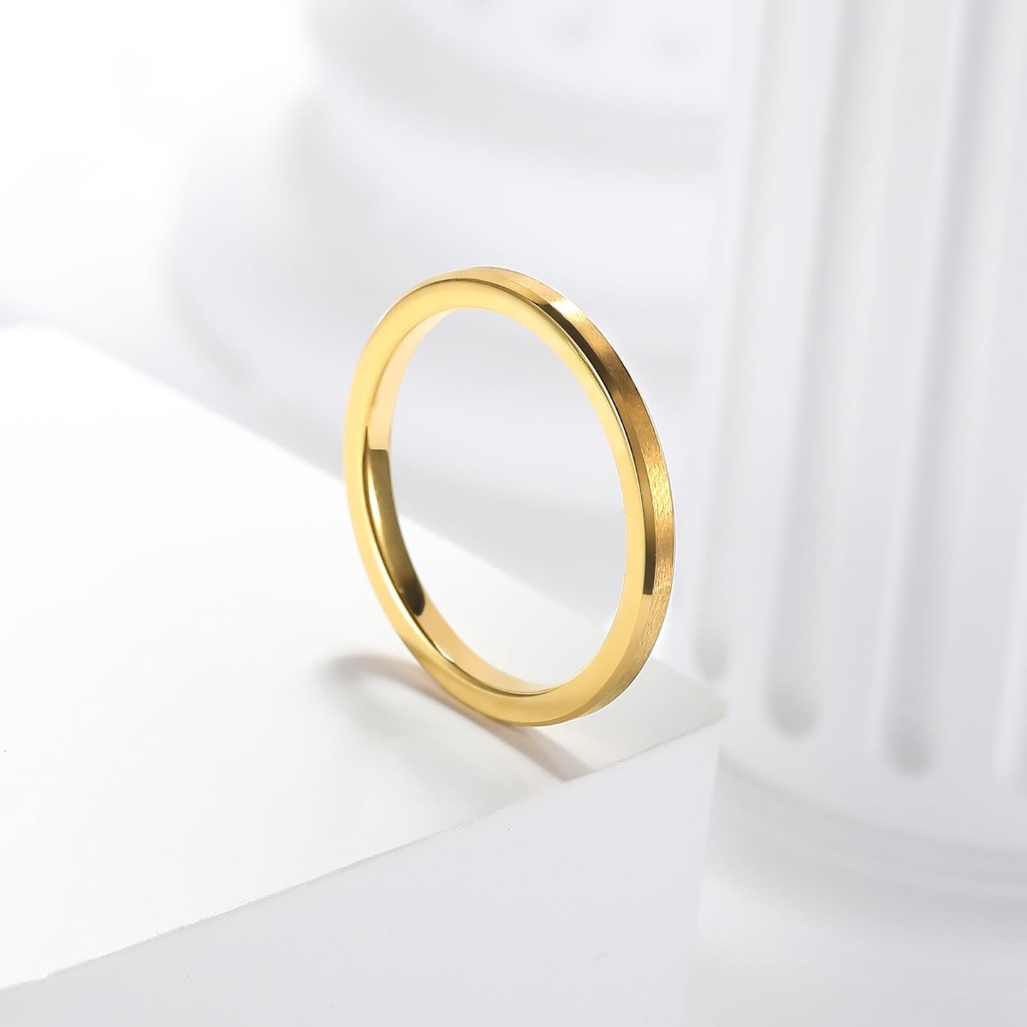 King Will 2mm Gold Tungsten Men's Wedding Band - Brushed Matte Finish, Beveled Polished Edge, Comfort Fit Size 10