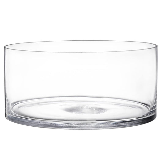 YOUEON Wide Glass Cylinder Vase, 4" Tall x 8" Wide Flower Glass Vase, Cylinder Terrarium Bowl, Decorative Centerpiece for Weddings Events, Pillar Candle, Flower Arrangement, Clear