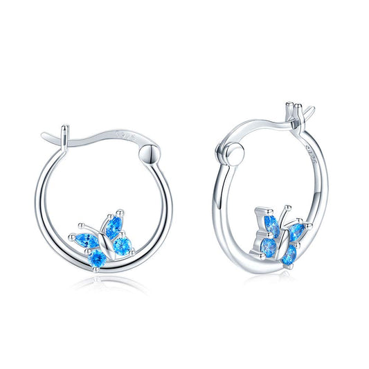 Butterfly Hoop Earrings for Women 925 Sterling Sliver Butterfly Earrings Dainty Earrings Hypoallergenic Earrings Butterfly Jewelry for Teen Girl Daughter Sister