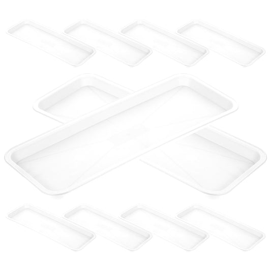 FAVOMOTO 10 Pack Plastic Rectangular Plant Drip Trays, Indoors Heavy Duty Sturdy Plant Saucer for Flower Pot Planter Windowsill Pot Seed Starting Growing Trays
