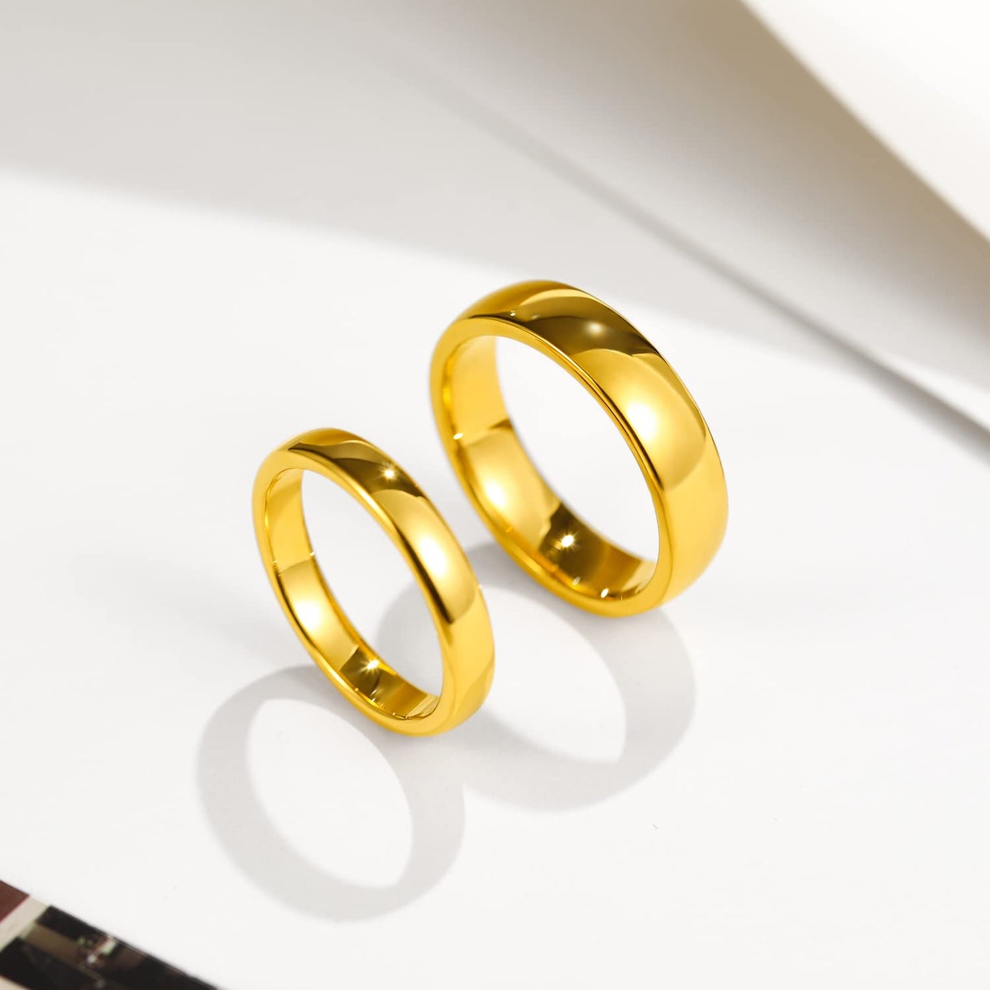 Greenpod 6mm 24K Gold Plated Tungsten Carbide Rings for Men Women Dome Polished Classic Wedding Band Comfort Fit Size 6.5