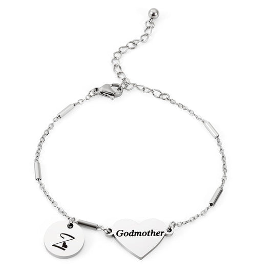 CHENVA Godmother Gifts Initial Bracelet Bangle for Women Gift for Godmother from Goddaughter (Godmother Bracelet Z)