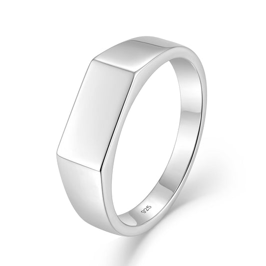 STARCHENIE Sterling Silver Signet Ring, 6mm Wedding Band, Unisex Pinky Thumb Ring Size 7
