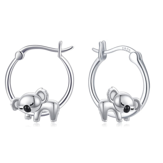Koala Hoop Earrings for Women Girls Sterling Silver Small Animal Huggie Hoop Earrings for Sensitive Ears Koala Jewelry Graduation Gifts for Daughter Her
