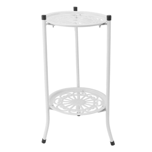 Mingzhe Iron Multifunctional Flower Rack Flower Shelf Balcony Entryway Garden 2 Tier Plant Stand (White)