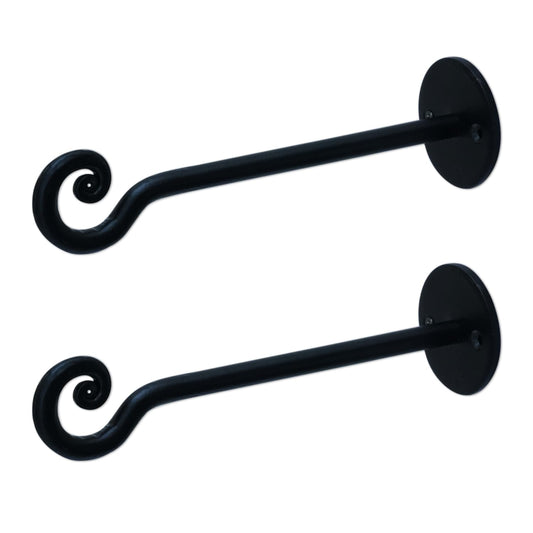 The Metal Magician 2Pc Plant Hangers Outdoor, Indoor, Wrought Iron Metal Hanger Indoor Hook, Heavy Duty Wall Bracket Hooks for Hanging Plants Baskets Lanterns Wind Chimes Black Helical Ended
