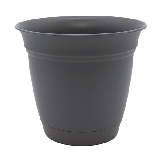 The HC Companies Eclipse Round Planter with Saucer - Outdoor & Indoor Plant Pot with Drainage Holes - Lightweight, UV-Resistant Plastic Pots for Plants, Flowers & Herbs (20" Warm Gray, Pack of 1)
