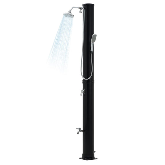 10 Gallon Solar Heated Shower | 2-Section Freestanding Outdoor Shower with Shower Head & Foot Shower Tap | Hot & Cold Water Adjustment | Poolside Beach Garden Spa Shower with Cover