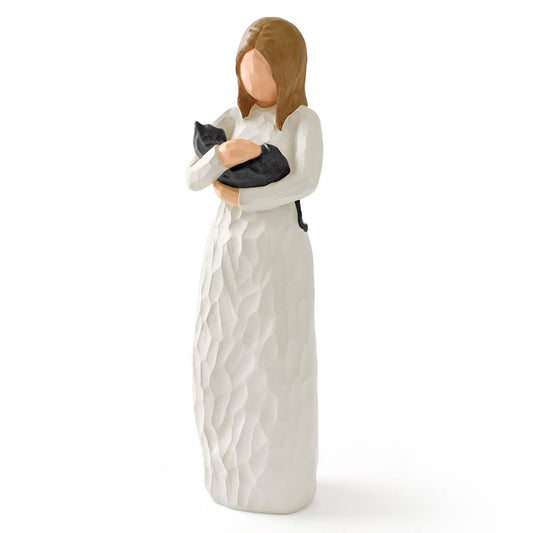 Cuayaes Black Cat Memorial Gifts for Women, Resin Cat Figurines Decor for Cat Lovers, Pet Friendship Guardian Angel Statue, Loss of Cat Sympathy Gift Remembrance Gifts for Cat Mom