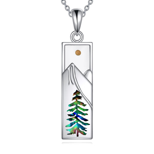 YFN Mustard Seed Mountain Necklace for Women Sterling Silver Nature Necklace Jewelry Gift for Skiers, Hikers, Campers, Climbers and Nature Lovers
