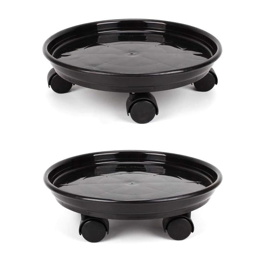 2Pcs Plant Caddy,Planter Pot Mover, Plant Pot Pallet Dolly Caster with Universal Wheels, Round Movable Planter Dolly Trolley Tray Pallet Outdoor Indoor Tree Flower Stand Planter (13 inch+2pcs+black)