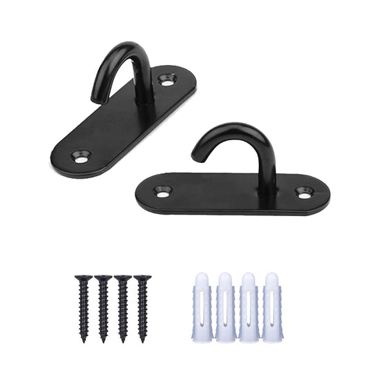 JOMIHONEY Stainless Steel Heavy Duty Ceiling Hooks with Screws and Plastic Anchors, Wall Mount Pad Eye Plate Top Hook Hanging Hardware for Yoga Hammock Swing Boat Sandbag Plant Basket