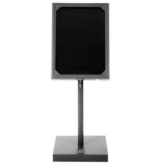 Vaste Large Steel Menu Displays Adjustable Floor Standing Holder Advertising Display with Cover Heavy-duty Base LED Lights Locks for Shopping malls restaurants conferences exhibitions（Black）