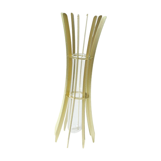 Gcljlmy Hydroponic Plant Glass Tube Flower Vase Desktop Decoration Sturdy Decorative for Plant Propagating Terrariums (Golden 8x8x24cm)