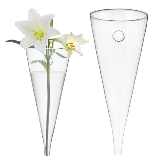 Cabilock Wall Planter Propagation Stations, Clear Glass Wall Hanging Plant Terrarium, Circular Cone Propagation Vase for Hydroponic Plants Flowers, Bathroom Home Office Living Room Decor