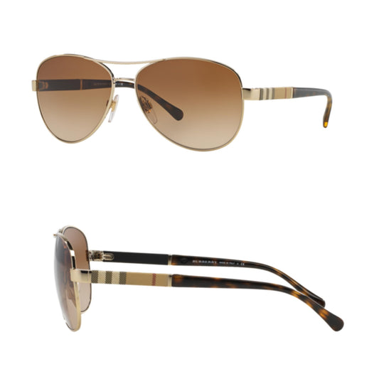 BURBERRY BE3080 Pilot Shape Steel Sunglasses with Luxury Eyewear Kit