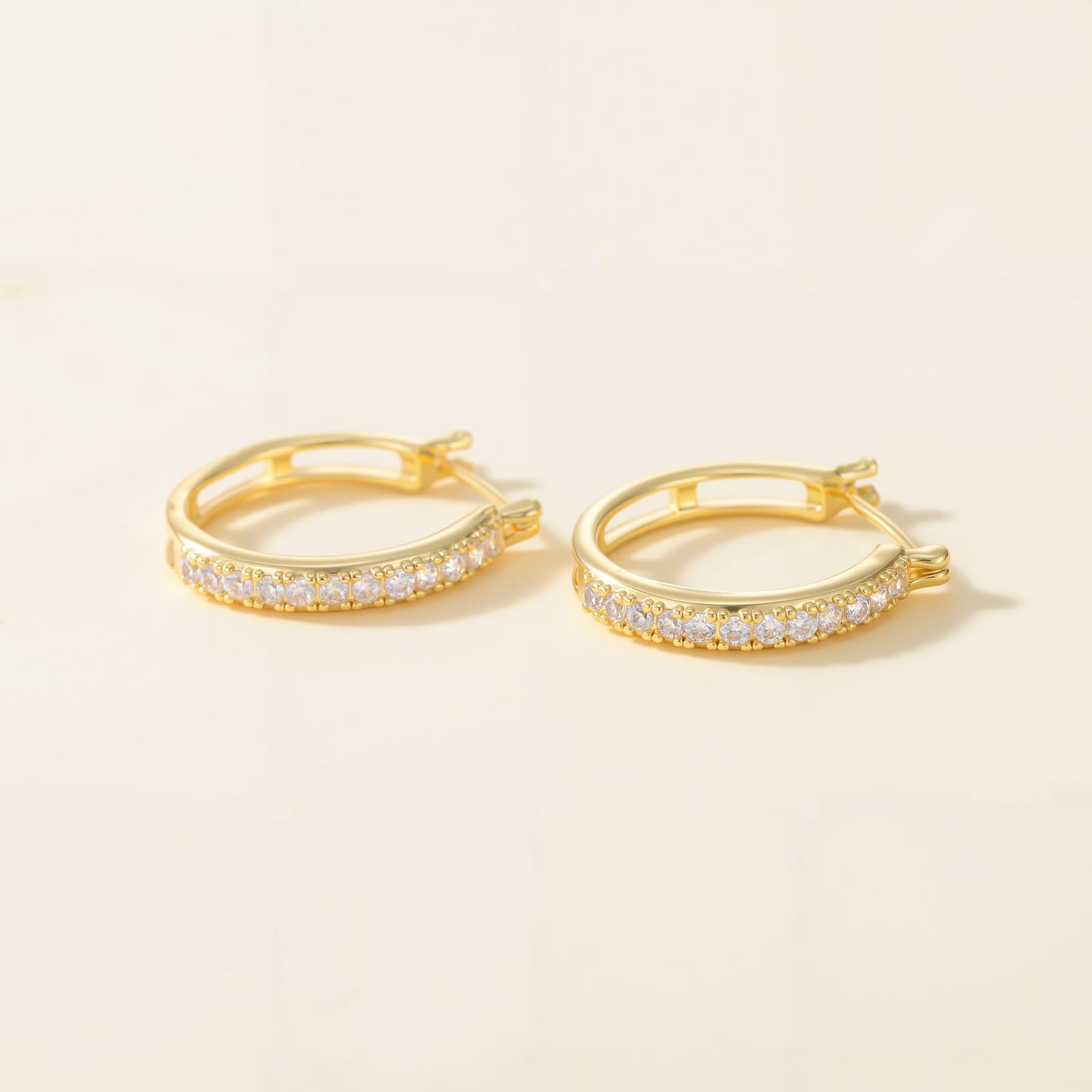 14K Gold Earrings for Women Small 14K Gold Hoop Earrings Trendy 30mm Womens Gold Huggie Earring with Cubic Zirconia Hypoallergenic