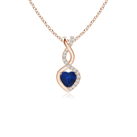 Angara Natural Blue Sapphire Pendant for Women | 0.3 ct Heart Shape Blue Sapphire Diamond Heart Pendant Necklace in Rose Gold | September Birthday, Anniversary, Gemstone Jewelry Gift | AA | 4mm
