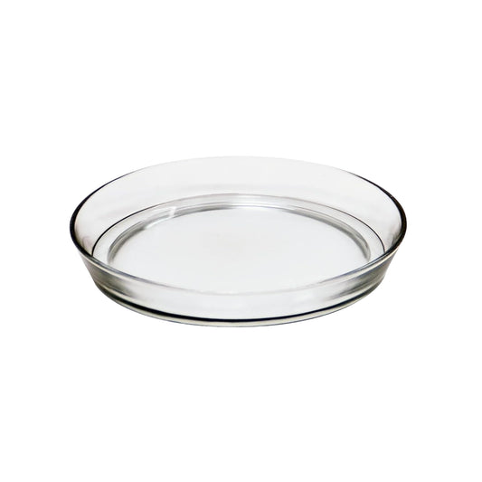 Oakestry 10" Clear Glass Plant Tray Saucer with High Rim, Multi-Use Plate for Houseplants, Terrariums, Serving, Centerpieces & DIY Décor