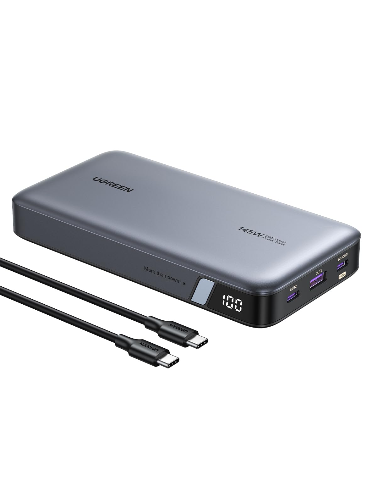 UGREEN Power Bank 25,000mAh 145W Laptop Portable Charger, Nexode 3-Port USB C PD Battery Pack, for MacBook Pro/Air, Dell XPS, iPhone 17/16/15/14, Galaxy S26 Steam Deck, iPad, and More