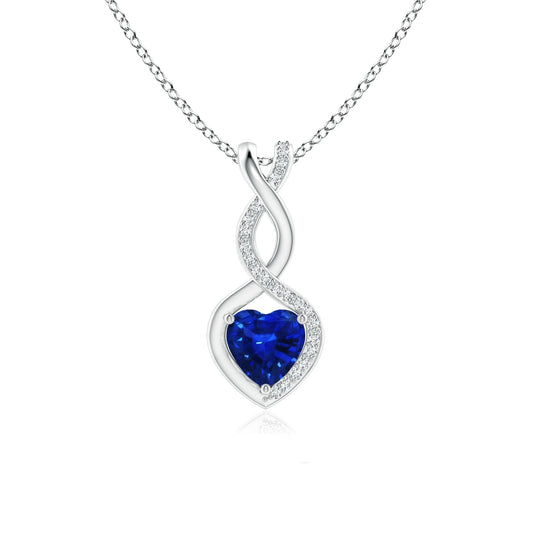 Angara Natural Blue Sapphire Pendant for Women | 0.3 ct Heart Shape Blue Sapphire Diamond Heart Pendant Necklace in Sterling Silver | September Birthday, Gemstone Jewelry Gift | AAAA | 4mm