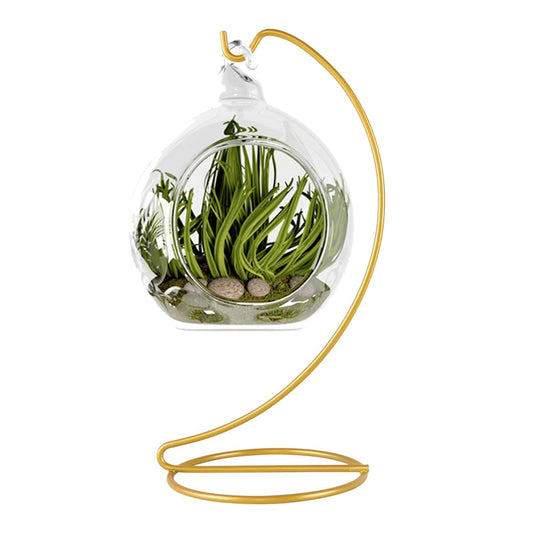 Fosinz 9 Inch Gold Ornament Display Stand, Metal Ornament Hanger Stand for Hanging Glass Globe, Air Plant Terrarium, Witch Ball, Christmas Ornament and Home Wedding Decoration (1, 9x4 Gold)