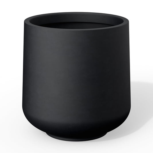 Kante 15.3" Dia Round Concrete Planter, Outdoor Indoor Large Plant Pots Containers with Drainage Hole and Rubber Plug for Home Garden Patio, Black