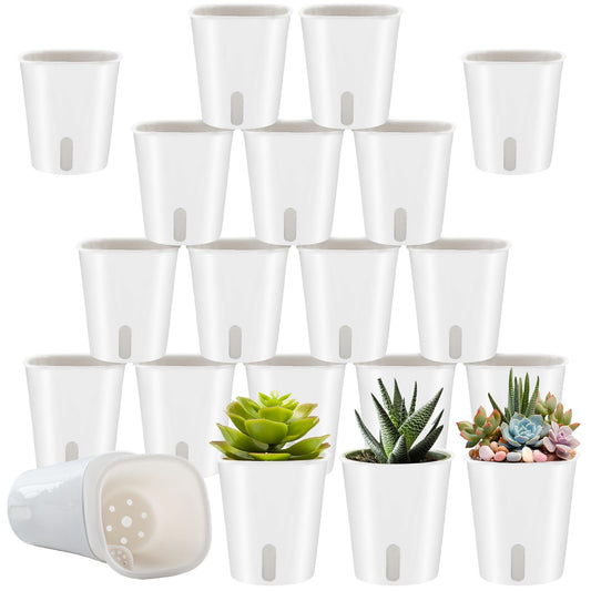 Orepzinc 20 Pcs 3 Inch Self Watering Pots Self Watering Planters for Indoor Plants Plastic Self Watering Plant Pot Garden Flower Pots with Water Level Indicator Vents for Herbs