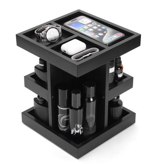 Gift for Men,Mens Organizer,Cologne Stand with Rotate,Mens Accessory Organizers or Valet Tray,Birthday Gift for Dad,Husband,Boyfriend,Anniversary Idea for Him,Watch,Perfume Holder,Fathers Day Gift