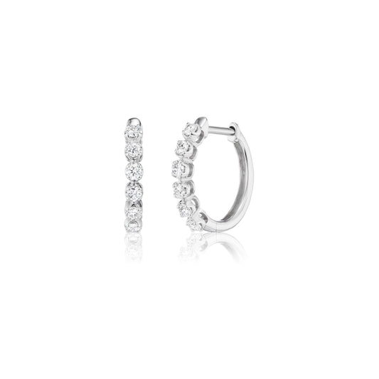 Carbon Atelier Lab Grown Diamond Huggie Hoop Earrings for Women I 10k White Gold Earrings for Her I IGI Certified 1/3 Carat Diamonds (I-J, SI1-SI2, 0.30 cttw) Hinged Hoops