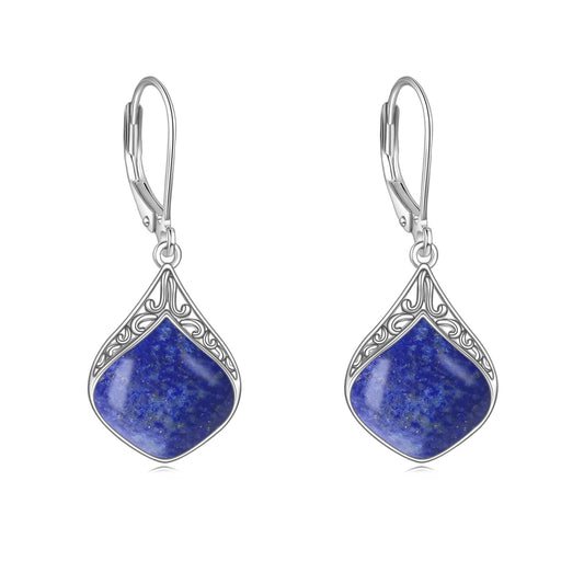 Lapis Lazuli Teardrop Earrings Sterling Silver Filigree Irish Celtic Teardrop Drop Earrings Lapis Dangle Earrings Jewelry Gifts For Women
