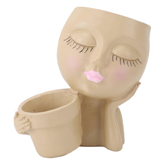 CDQL Face Resins Fade Proof Unique Planter Pot, Head Planter with Drainage Hole, Head Planter for Indoor Plants Decoration