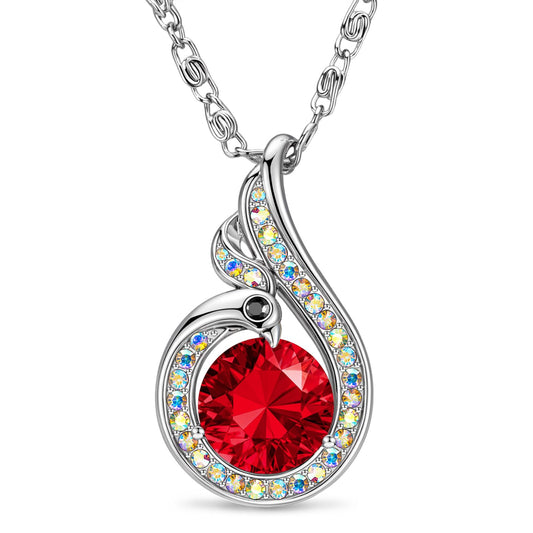 Kate Lynn Phoenix Birthstone Necklaces for Women Pendant Necklace Crystal Jewelry, Birthday Gifts for Women Wife Girlfriend Mothers Day Gift for Mom Daughter Unique Lady Christmas Jewelry Gift for Her, January Birthstone Garnet Necklace