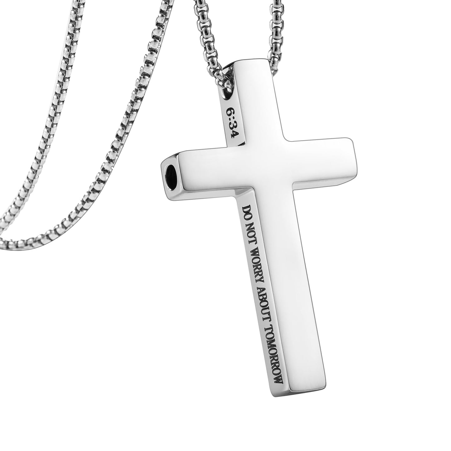FUNPAR Cross Breathing Necklace for Anxiety Relief and Relaxation, Breathlink Design Quit Smoking Aid, Stainless Steel Mindfulness Tool to Calm, Stylish Wellness Gift for Adults(Silver 6:34)