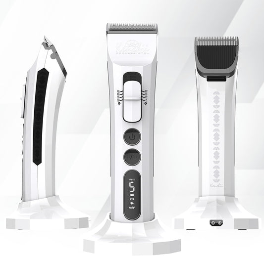 Kenchii Flash Dog Clippers for Grooming 4-in-1 Digital Cordless Cat & Dog Grooming Clipper for Pet Care, Precision Pet Grooming Trim, Shape, and Style Effortlessly, White