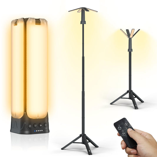 Clemas Camping Lights with Remote & Stand 6 Ft,14000 mAh Rechargeable Camping Lantern Tent Light, 6000 Lumen Magnetic Work Light,Portable Outdoor Light for Hiking,Camping,Emergency,Power Outages