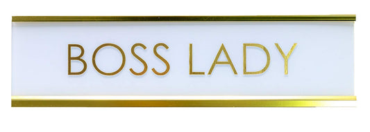 Signs ByLITA Boss Lady White Gold Novelty Desk Sign