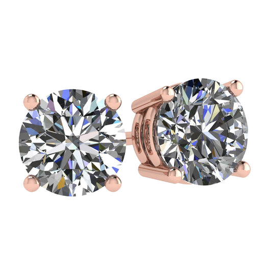 Central Diamond Center Round Simulated Diamond Stud Earrings Hypoallergenic Metal & Sterling Silver CZ - 4.00mm (0.50cttw) Rose