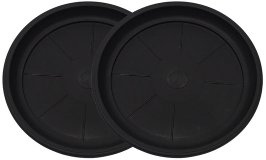 Sapphire USA 11" Decorative Heavy Duty Tray/Saucer (2 Pack) Pot/Planter Base for Indoor/Outdoor Decor (11 inches, Black)