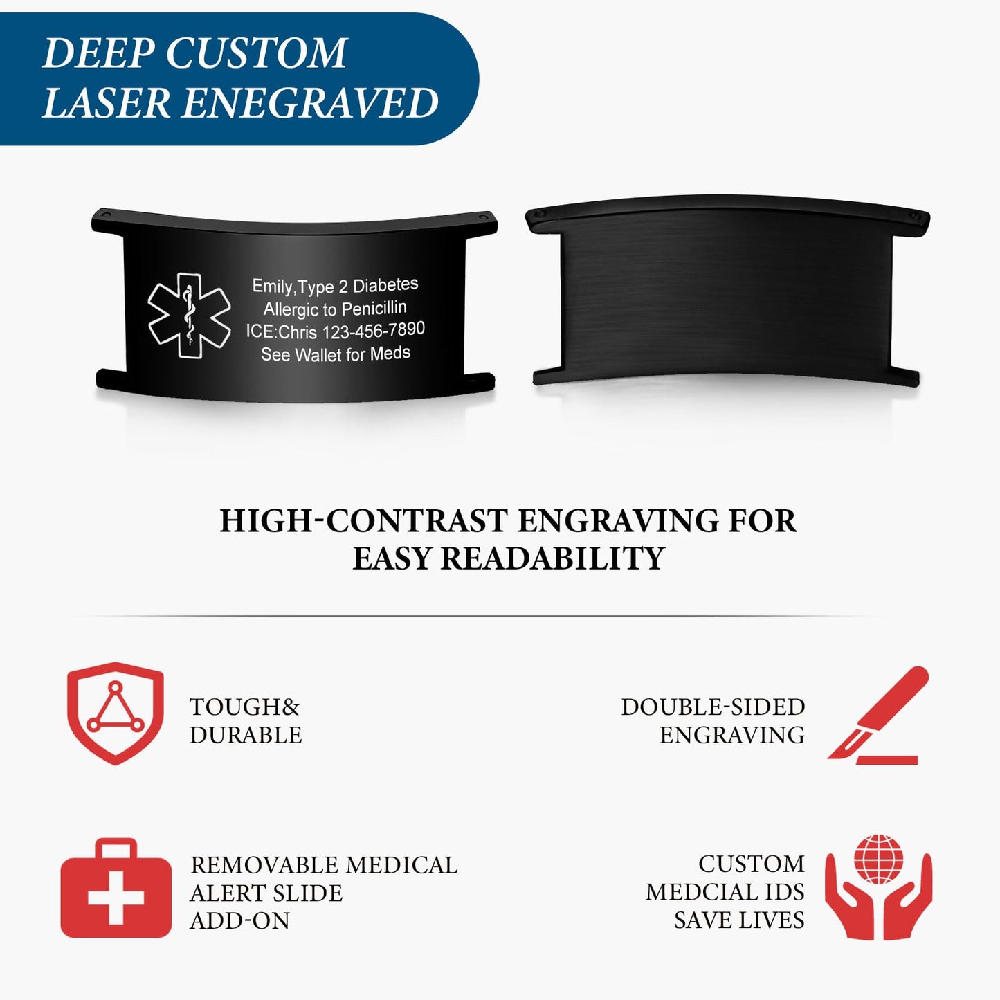 VNOX Medical Alert Id Bracelet for Men, Diabetes on Insulin Medical Alert Bracelets for Men Patients Stainless Steel Emergency Bracelets Wristband,Personalized Mens Life Health Alert Bracelet