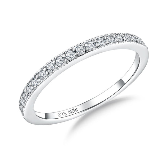AGRULE 0.25 Cttw Moissanite Engagement Rings for Men Women 925 Sterling Silver Half Eternity Band Ring Stackable Wedding Bands Created Diamond Ring, Size 6