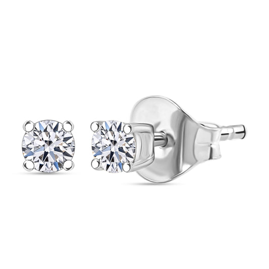 Shop LC Lab Grown Diamond Stud Earrings for Women | 0.25 | G-H Color SI Clarity | 925 Sterling Silver Platinum Plated | Round | 4-Prong Basket | Push Back | Fine Jewelry