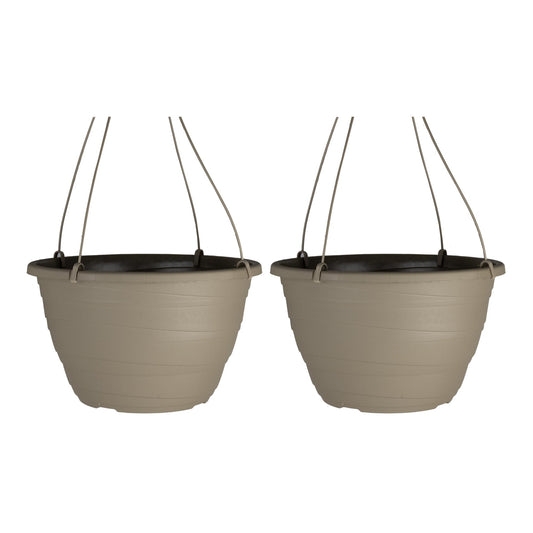 The HC Companies 11 Inch Wrapt Hanging Planters, Lightweight UV-Resistant Plastic Hanging Planters for Indoor & Outdoor Plants, 2-Pack Hanging Flower Pots for Garden, Patio & Home Decor, Pepperstone