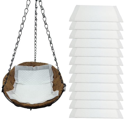 12Pack Self Watering Liners for Hanging Plants Basket,10 X 14” Plant Basket Insert Watering Devices Coconut Liner Auto Watering Mat for Outdoor Window Box Pot (12, White)