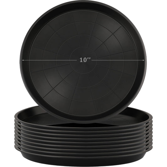 Eccliy 10 Packs 10 Inch Plastic Large Plant Saucers Heavy Duty Planter Trays Jumbo Flower Pot Saucers Plastic Water Trays for Indoors and Outdoors