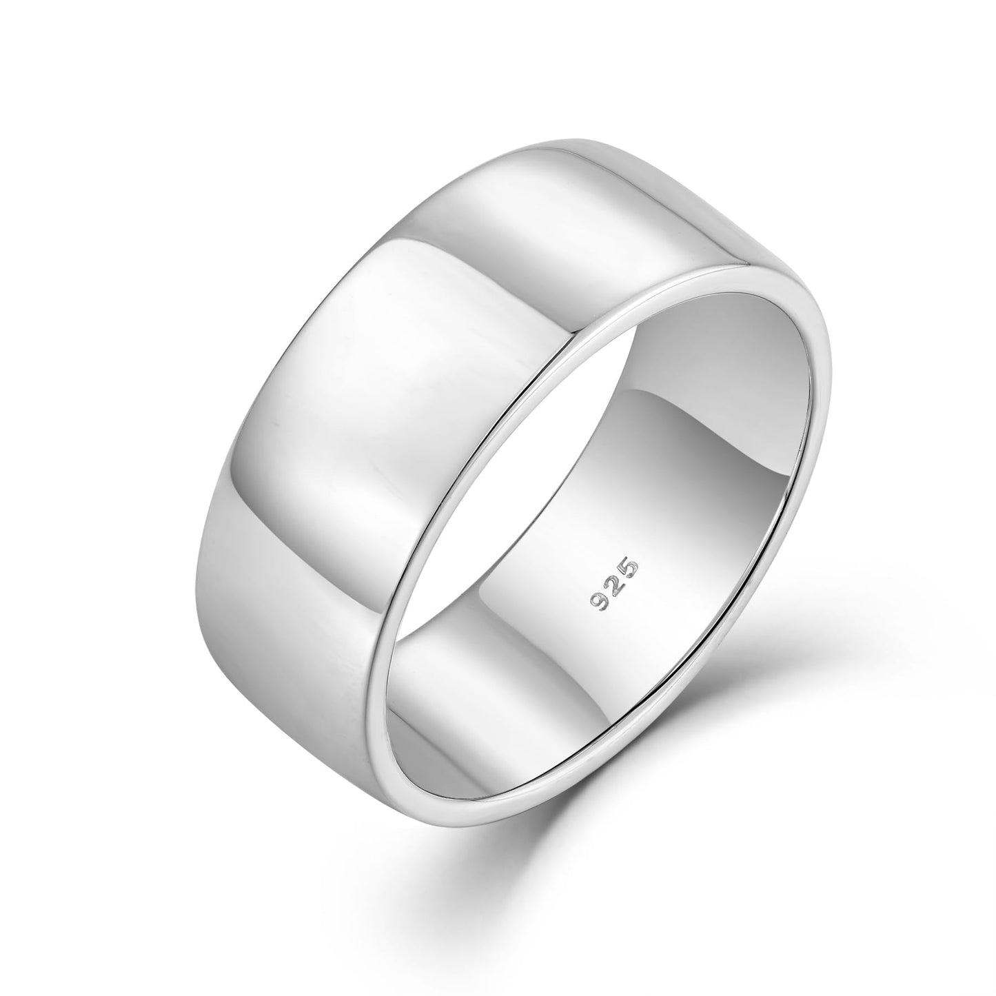 STARCHENIE Solid 925 Sterling Silver 8mm Wedding Band Ring, Comfort Fit High Polish, for Men and Women (Size 7)