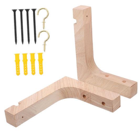 Hemoton 2pcs Wooden Plant Hangers Wall Hooks Heavy-Duty Hanging Brackets for Indoor and Outdoor Flower Pots Plant Hanger Accessories Natural Wood Color