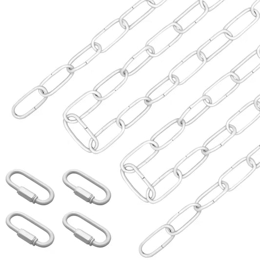 ECUDIS 20 Feet Pendant Light Fixture Chain, Lighting Hanging Chain Extension with Connection Locks, Lighting Chain Replacement for Chandelier, Plants, Fruit Basket (White)
